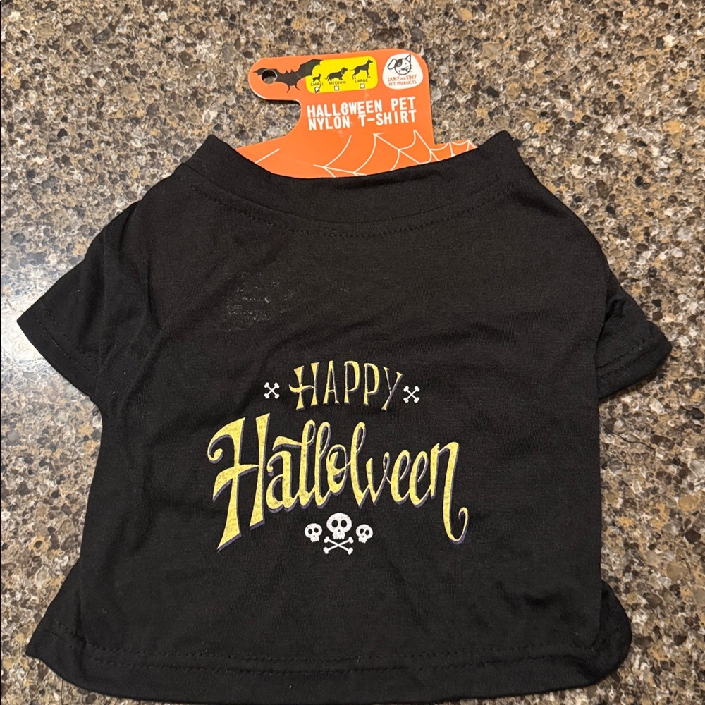 NEW Halloween Pet T-Shirt w/Happy Halloween & Skulls - sizes S,M & L